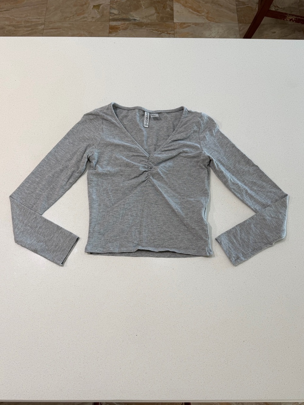 H&M Grey Twist-Front Long Sleeve Tee